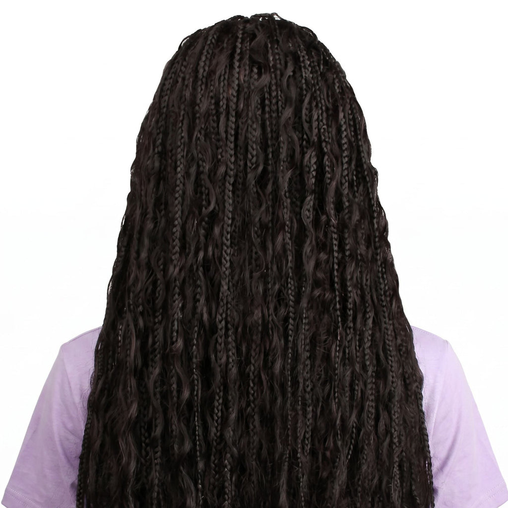 Human Hair Blended Boho Braid Full Lace Wig